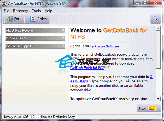 Runtime GetDataBack for NTFS 3.69.000 Gɫh؄e